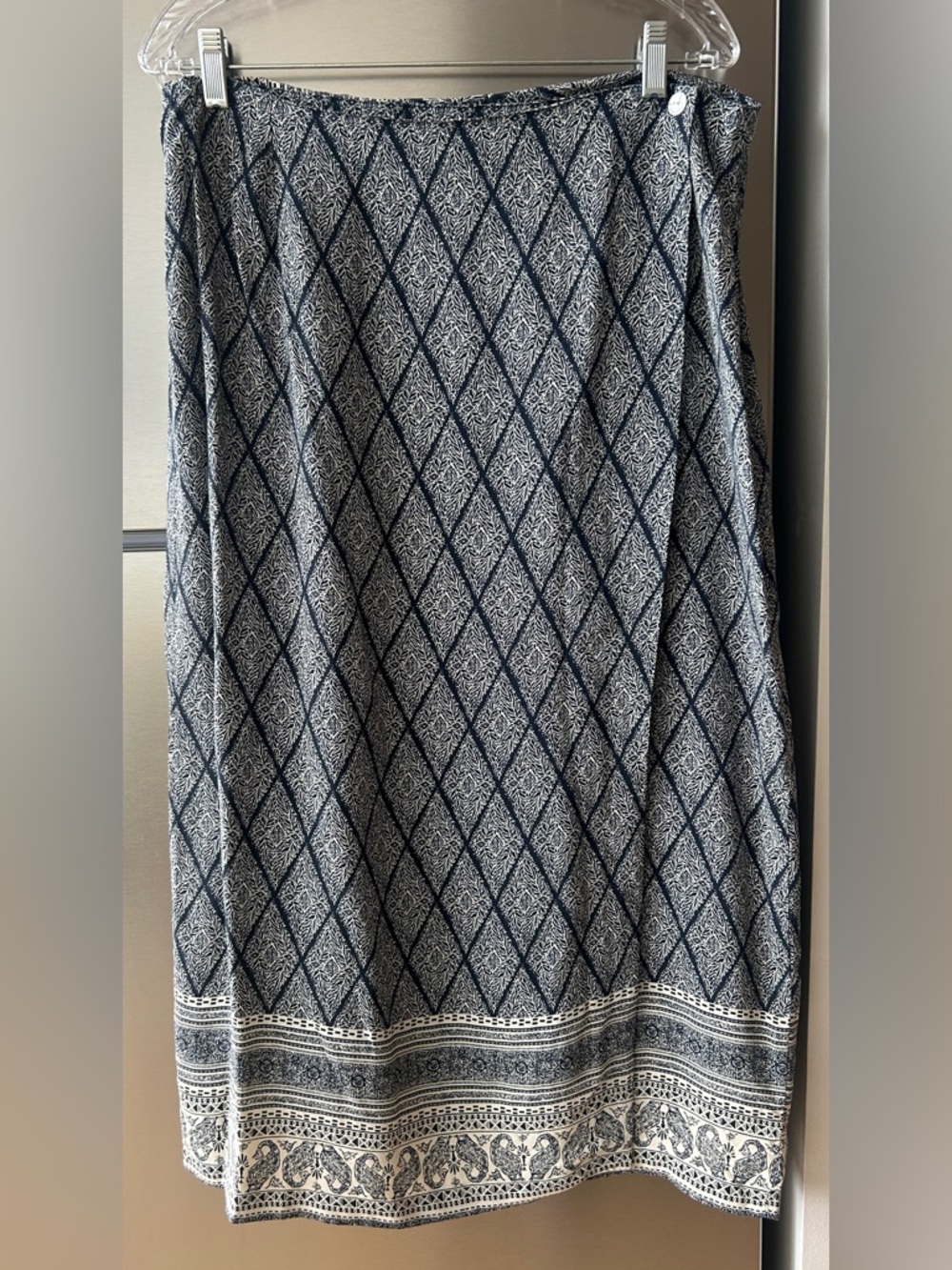 L’Amadei Boho Print Midi Skirt Size 18 Border Print Rayon Wrap Style